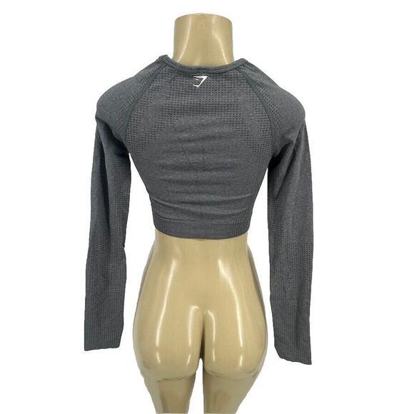 Gymshark XS Women Pullover Long Sleeve Cropped Top Grey Athletic 41-10 - Picture 3 of 7